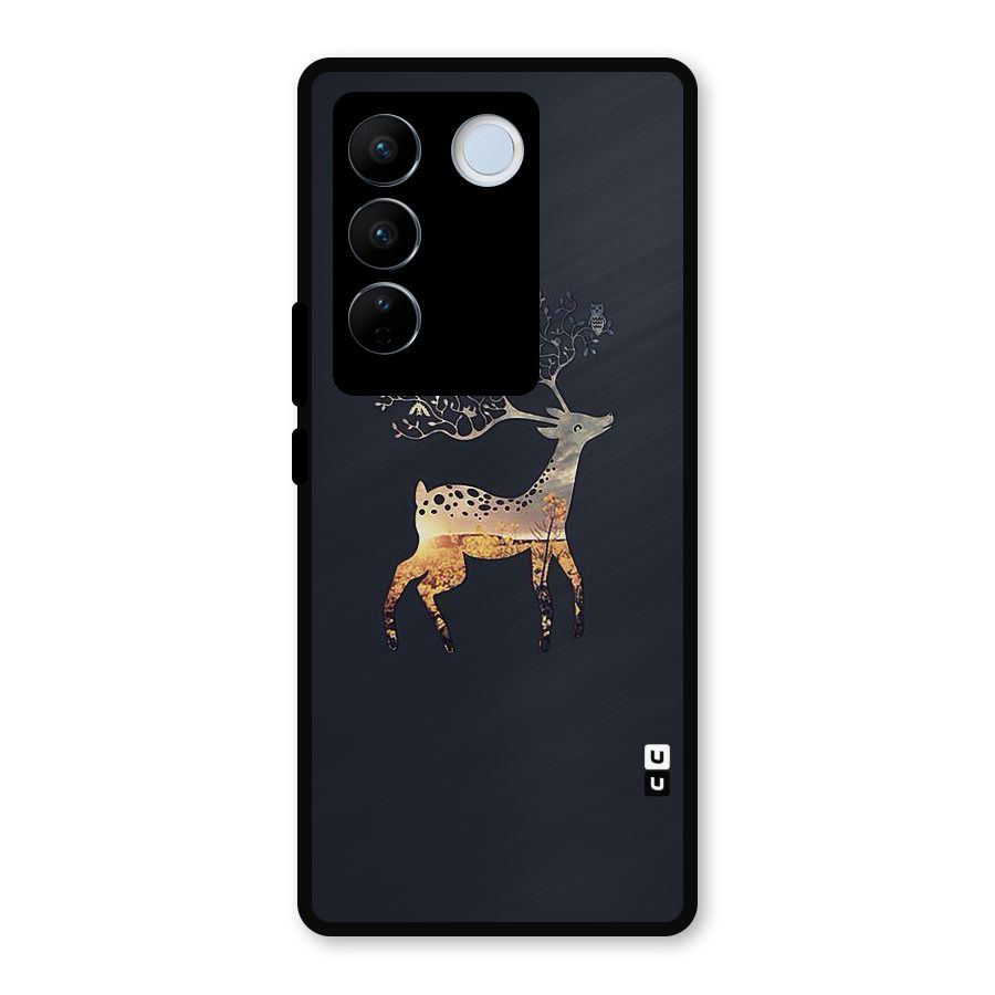 Black Deer Metal Back Case for Vivo V27