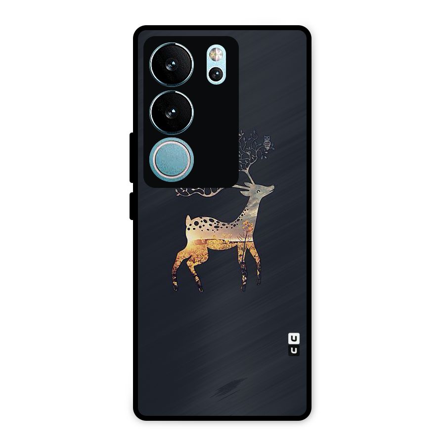 Black Deer Metal Back Case for Vivo V29