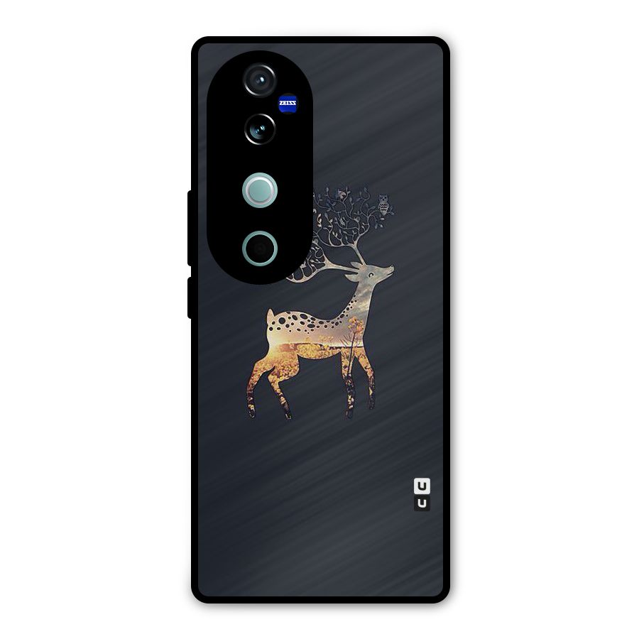 Black Deer Metal Back Case for Vivo V40