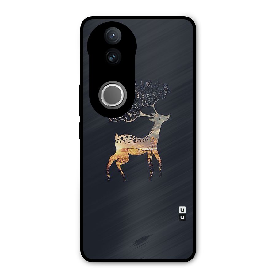 Black Deer Metal Back Case for Vivo V50e