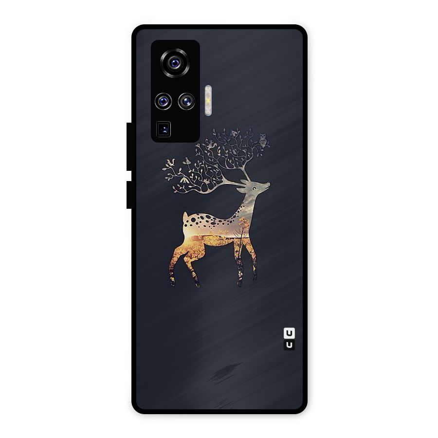 Black Deer Metal Back Case for Vivo X50 Pro