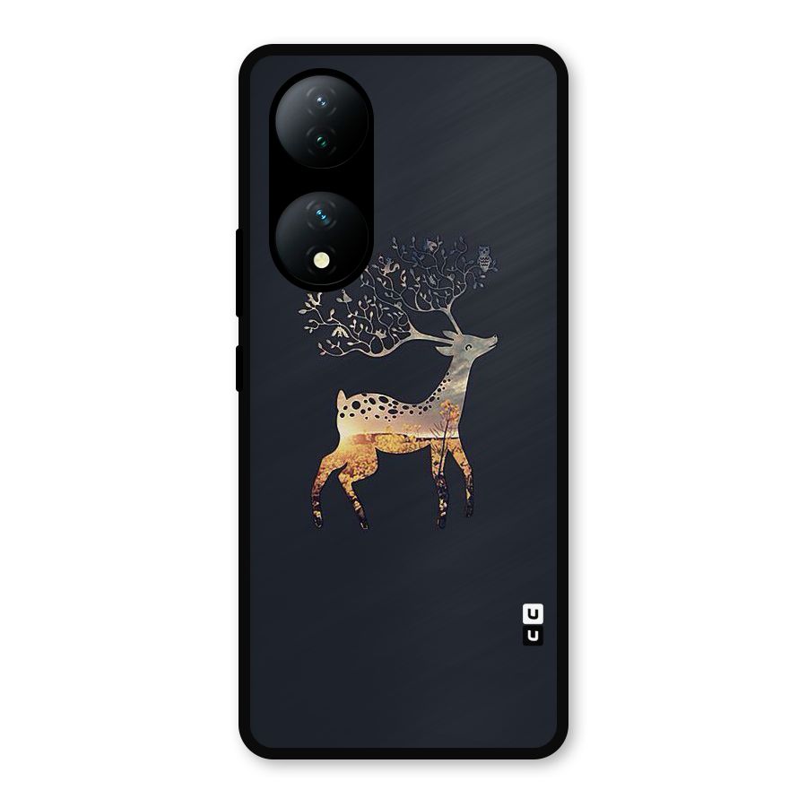 Black Deer Metal Back Case for Vivo Y100a