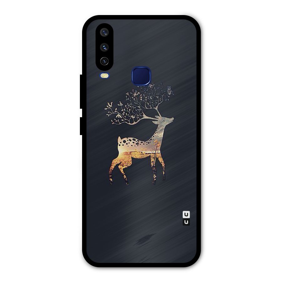 Black Deer Metal Back Case for Vivo Y15