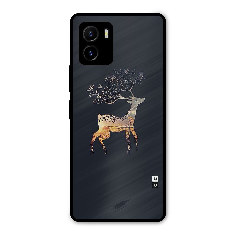 Black Deer Metal Back Case for Vivo Y15s