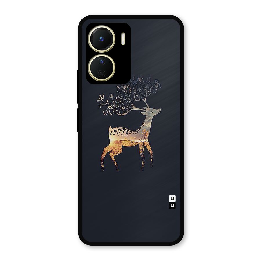 Black Deer Metal Back Case for Vivo Y16