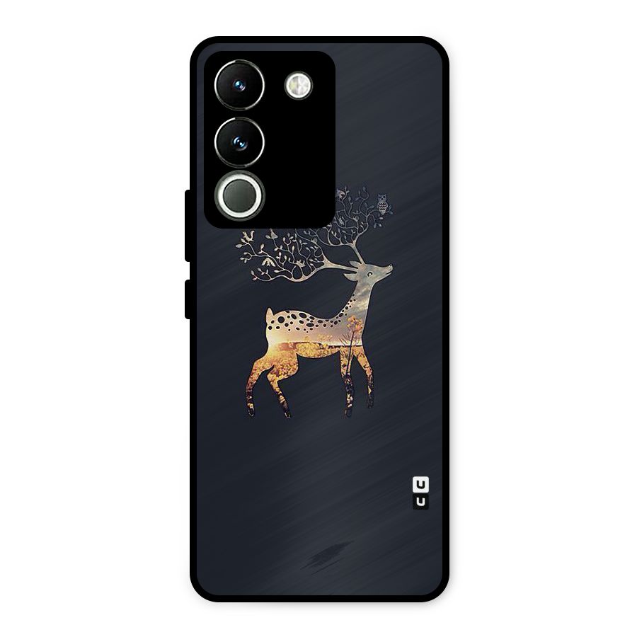 Black Deer Metal Back Case for Vivo Y200
