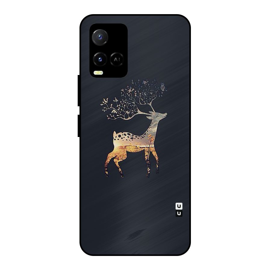 Black Deer Metal Back Case for Vivo Y21