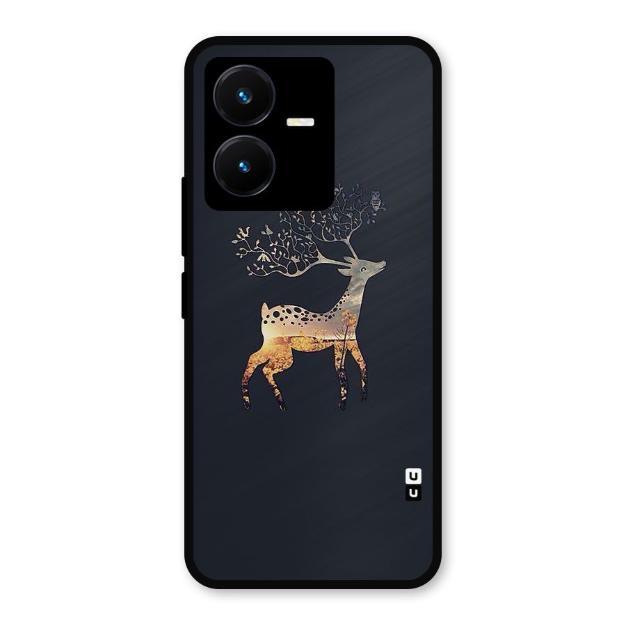 Black Deer Metal Back Case for Vivo Y22