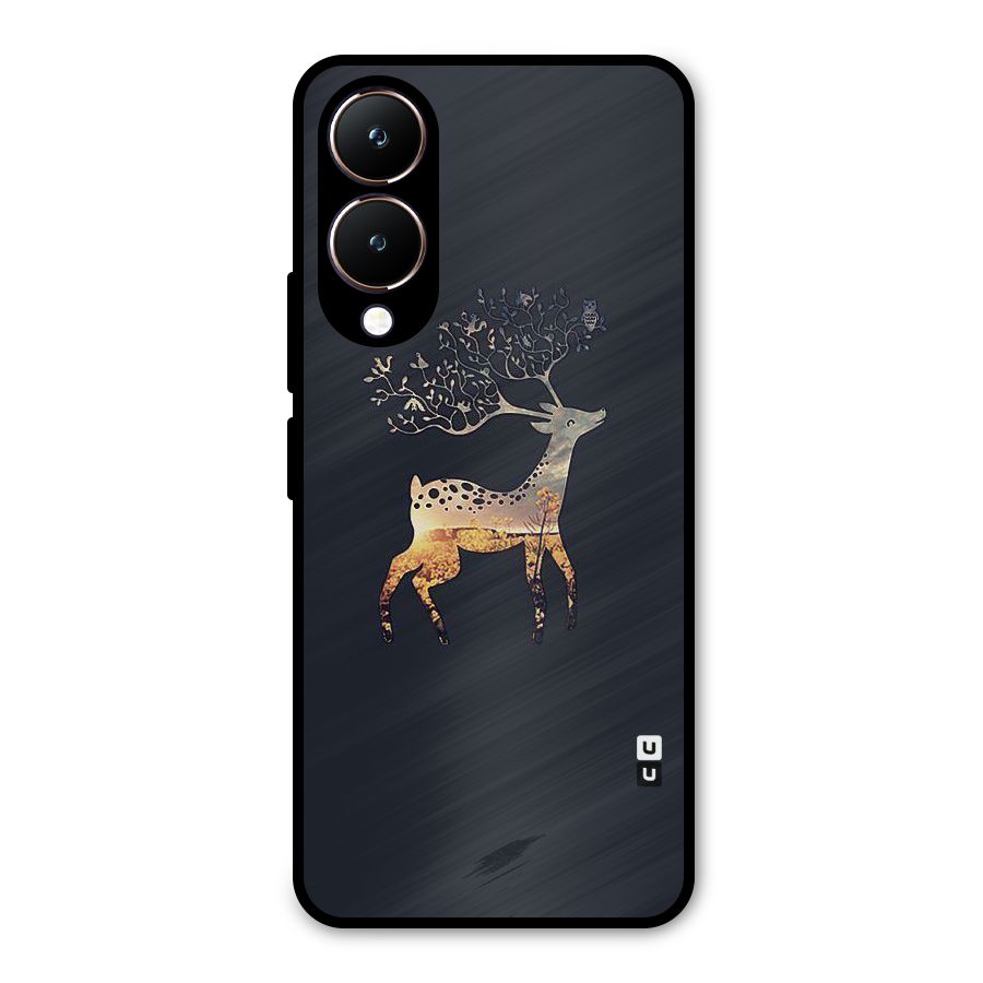 Black Deer Metal Back Case for Vivo Y28