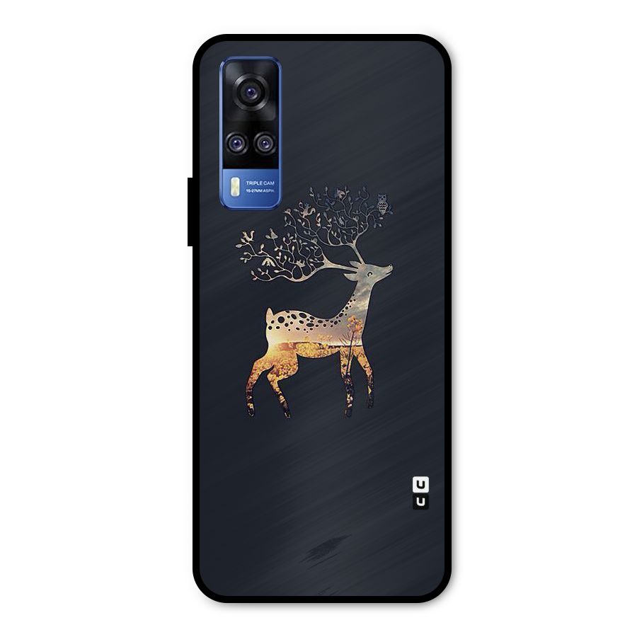 Black Deer Metal Back Case for Vivo Y51A