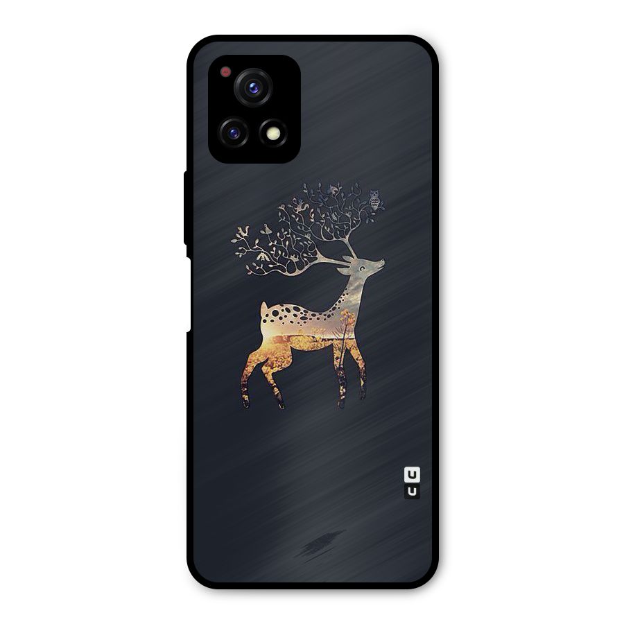 Black Deer Metal Back Case for Vivo Y72 5G