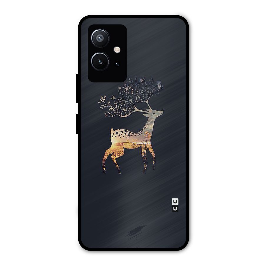 Black Deer Metal Back Case for Vivo Y75 5G
