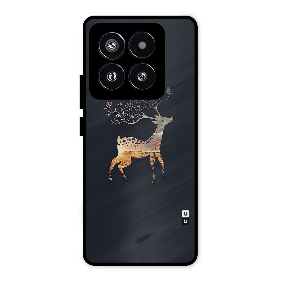 Black Deer Metal Back Case for Xiaomi 14 Pro