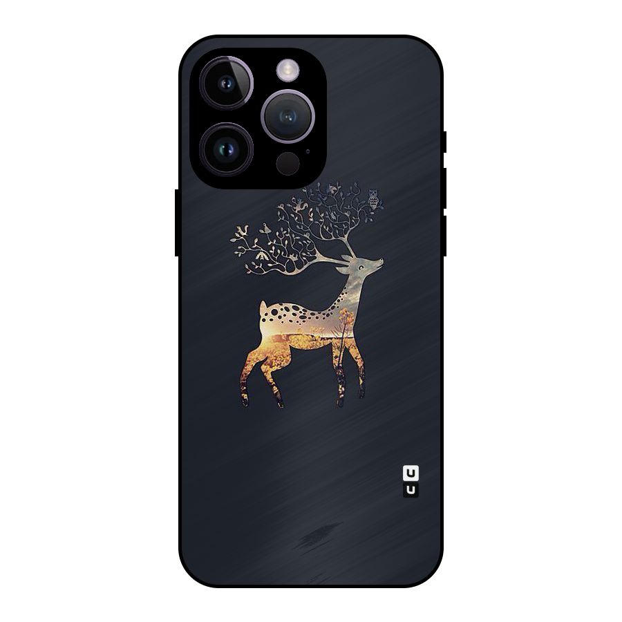 Black Deer Metal Back Case for iPhone 14 Pro Max
