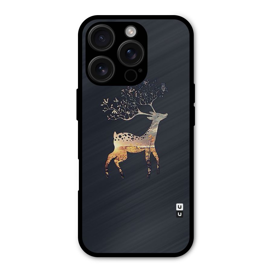 Black Deer Metal Back Case for iPhone 16 Pro