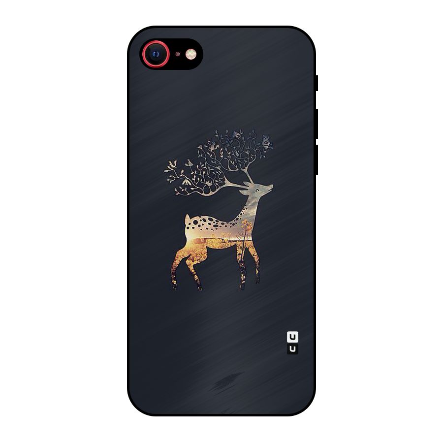 Black Deer Metal Back Case for iPhone SE 2020