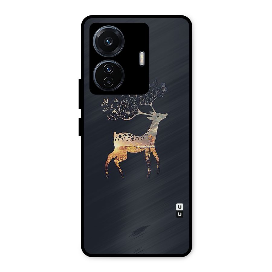 Black Deer Metal Back Case for iQOO Z6