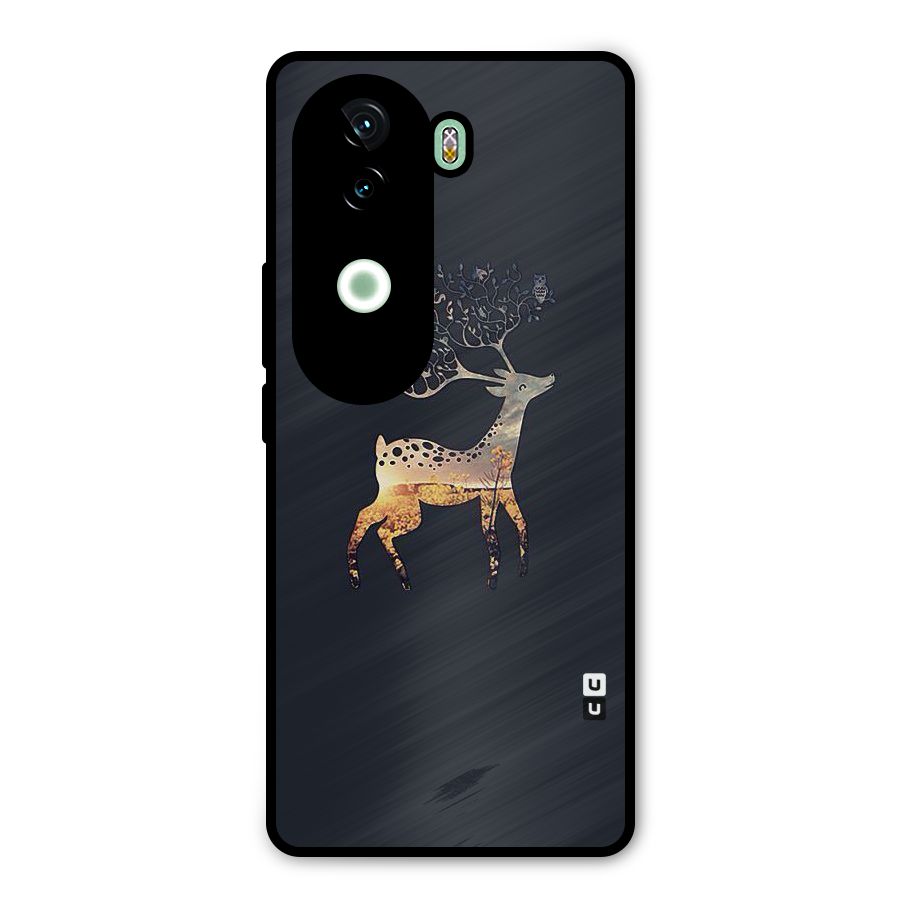 Black Deer Metal Back Case for iQOO Z9s