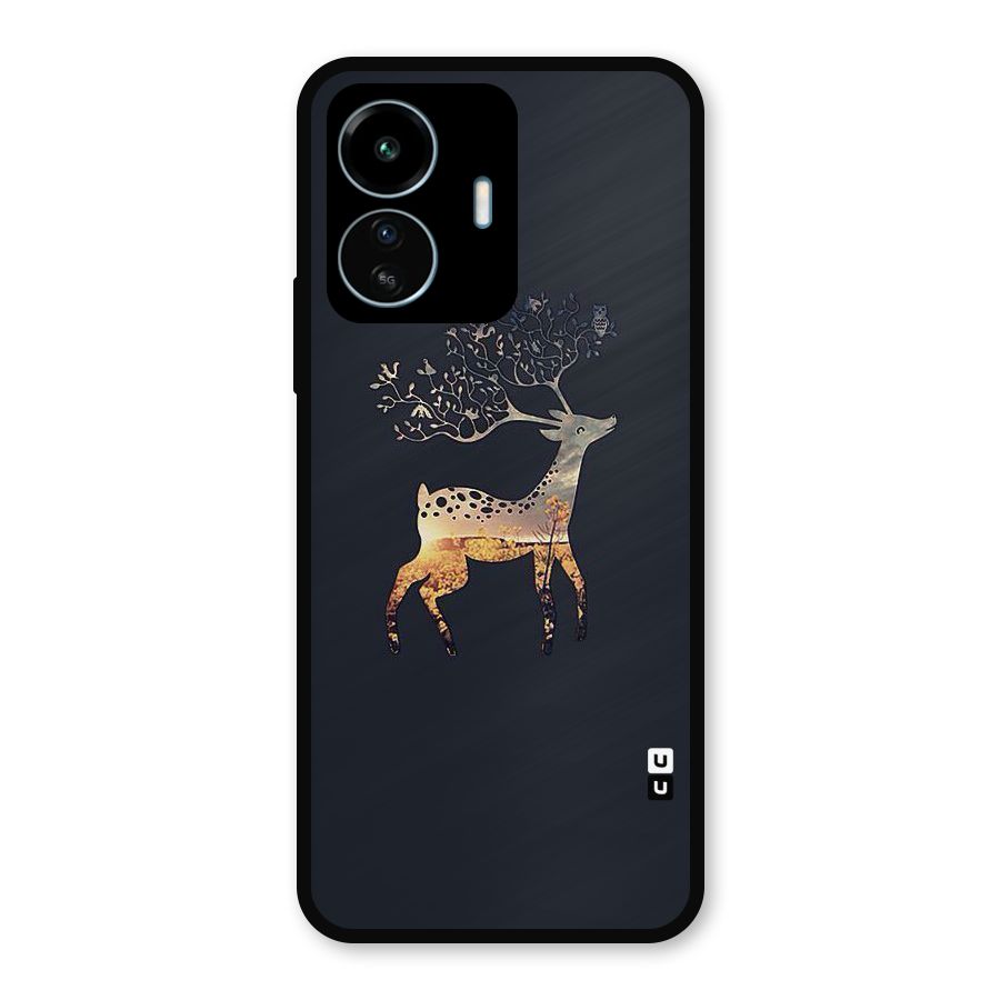 Black Deer Metal Back Case for vivo iQOO Z6 Lite 5G