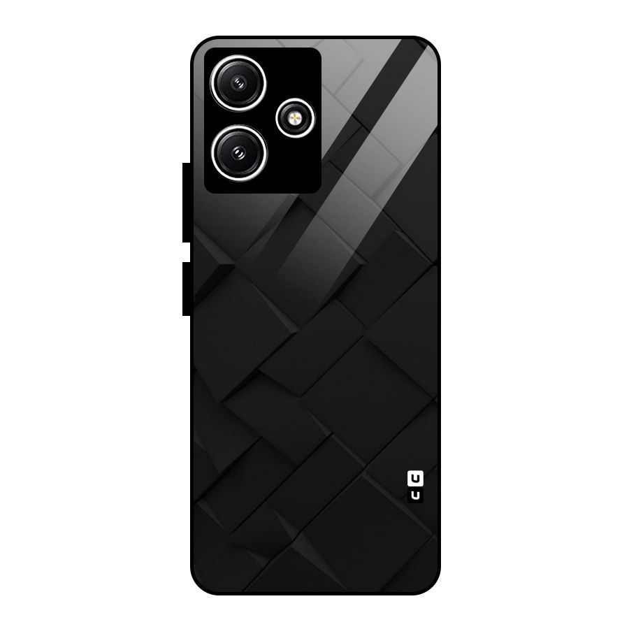 Black Elegant Design Glass Back Case for Poco M6 Pro