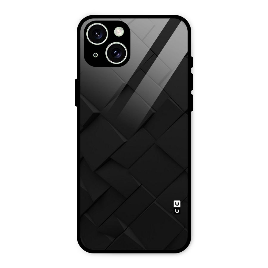 Black Elegant Design Glass Back Case for iPhone 15 Plus