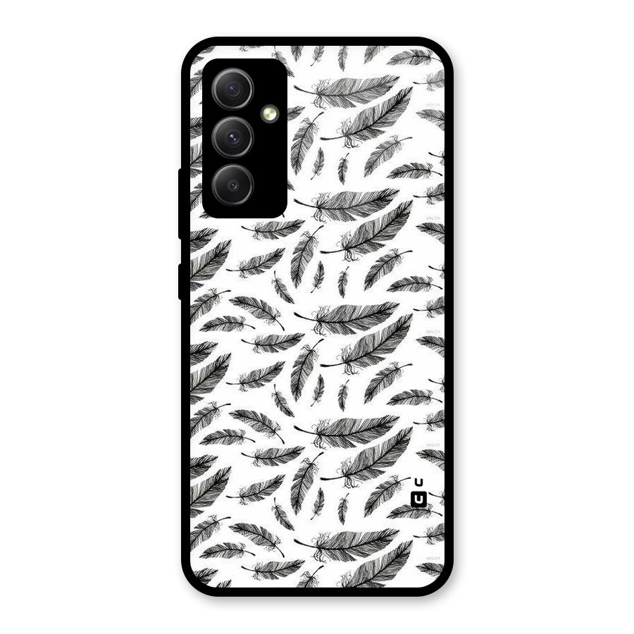 Black Feather Glass Back Case for Galaxy A34