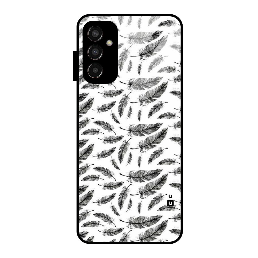 Black Feather Glass Back Case for Galaxy F13