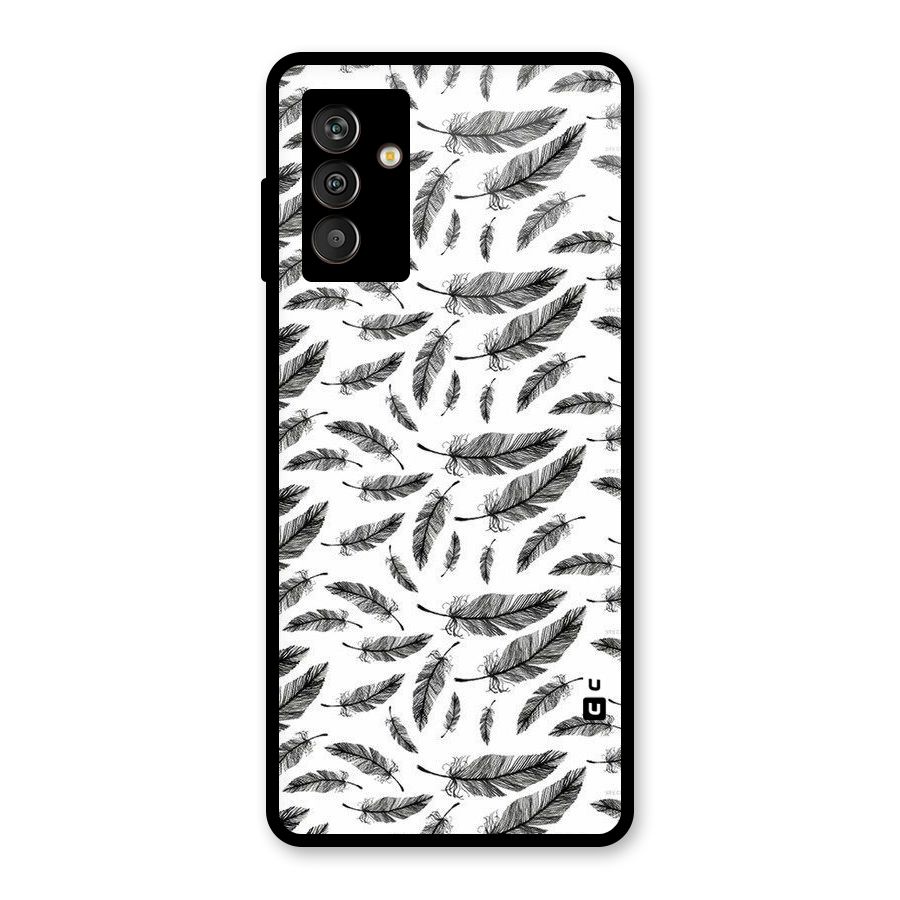 Black Feather Glass Back Case for Galaxy M13