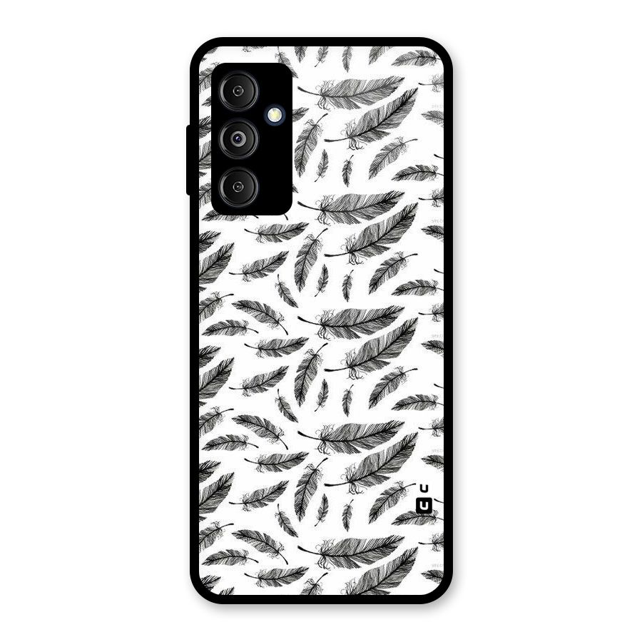 Black Feather Glass Back Case for Galaxy M14 5G