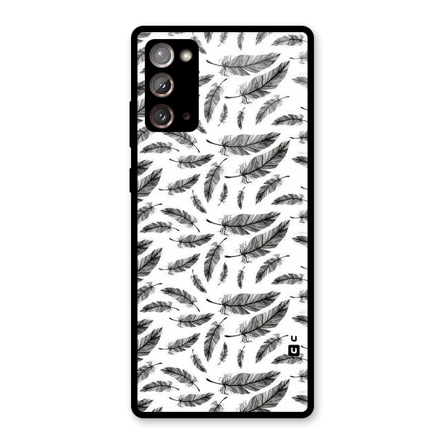 Black Feather Glass Back Case for Galaxy Note 20