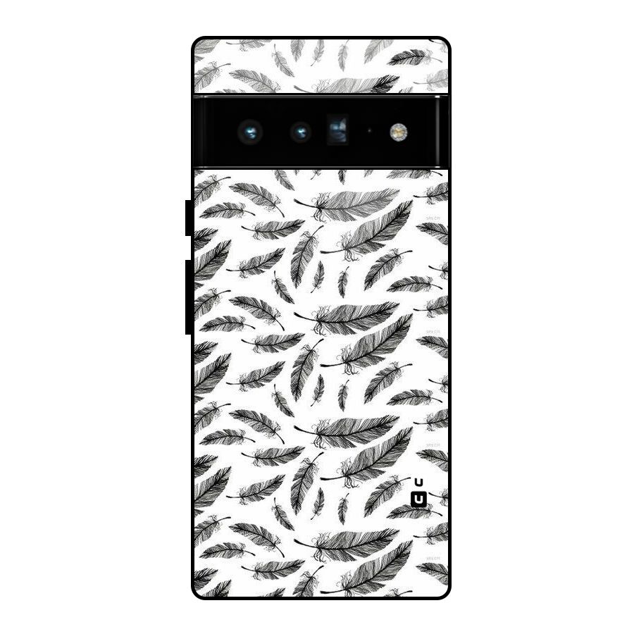 Black Feather Glass Back Case for Google Pixel 6 Pro