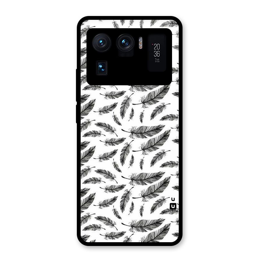 Black Feather Glass Back Case for Mi 11 Ultra