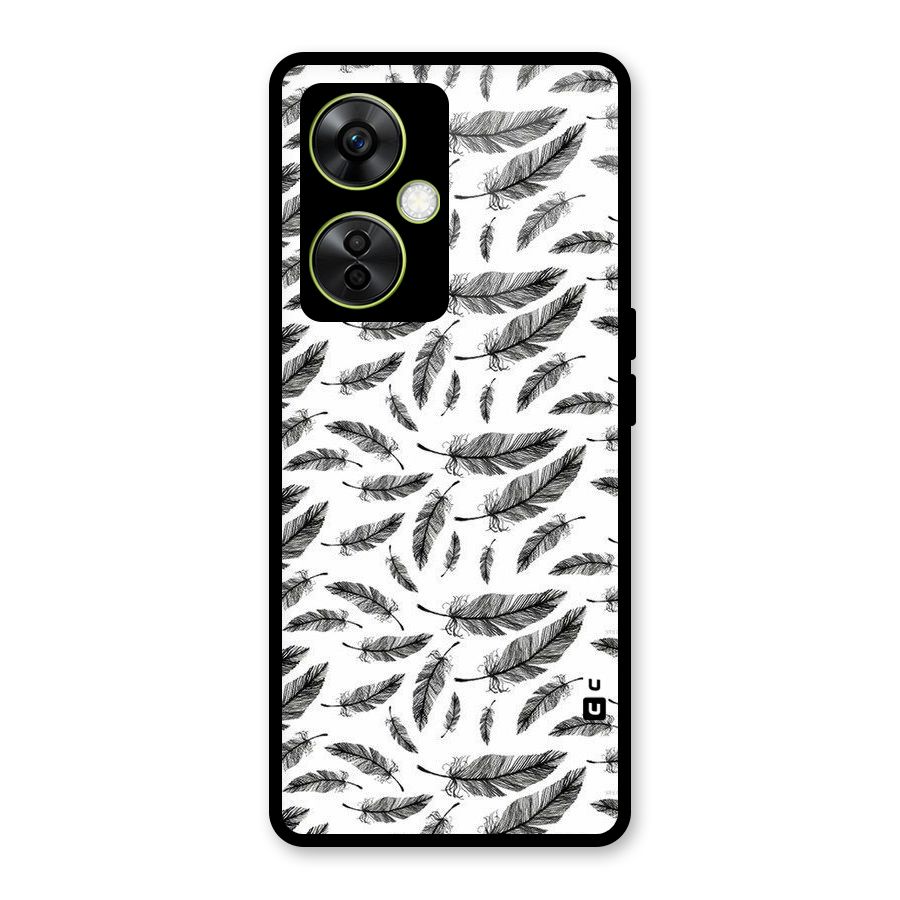 Black Feather Glass Back Case for OnePlus Nord CE 3 Lite