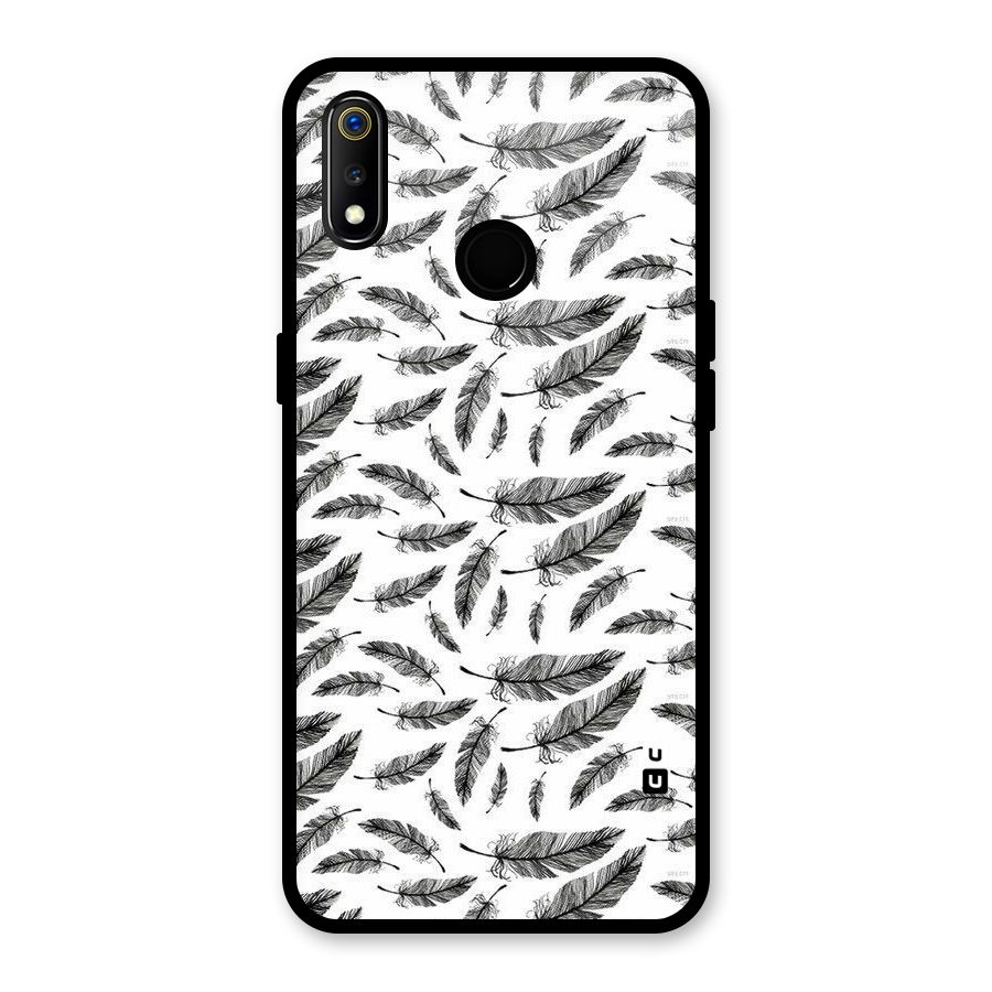 Black Feather Glass Back Case for Realme 3
