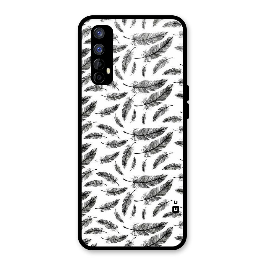 Black Feather Glass Back Case for Realme Narzo 20 Pro