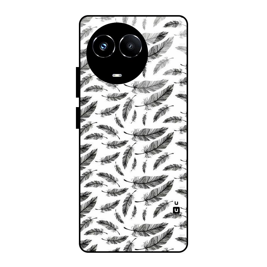 Black Feather Glass Back Case for Realme Narzo 60X