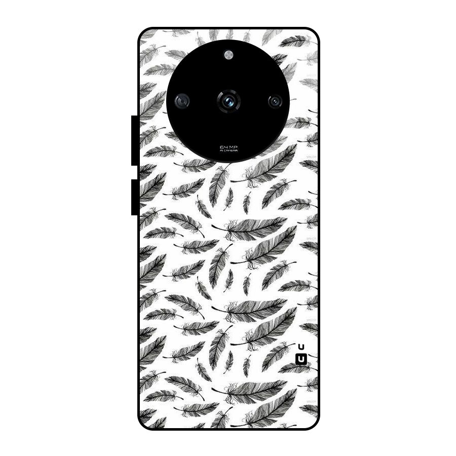 Black Feather Glass Back Case for Realme Narzo 60 5G