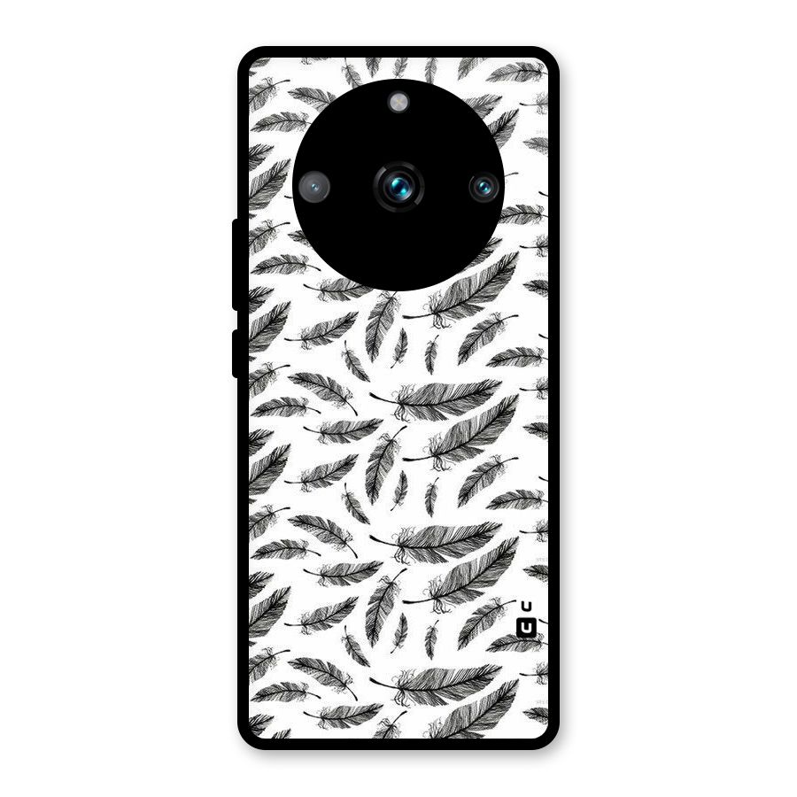 Black Feather Glass Back Case for Realme Narzo 60 Pro