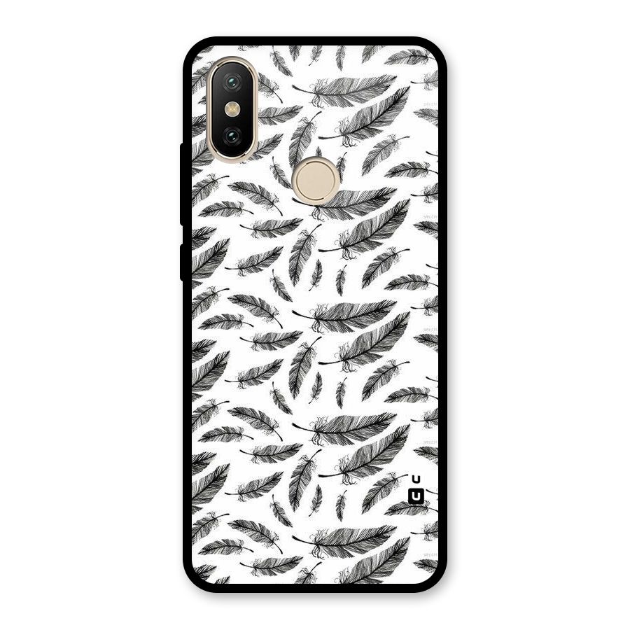 Black Feather Glass Back Case for Redmi A2