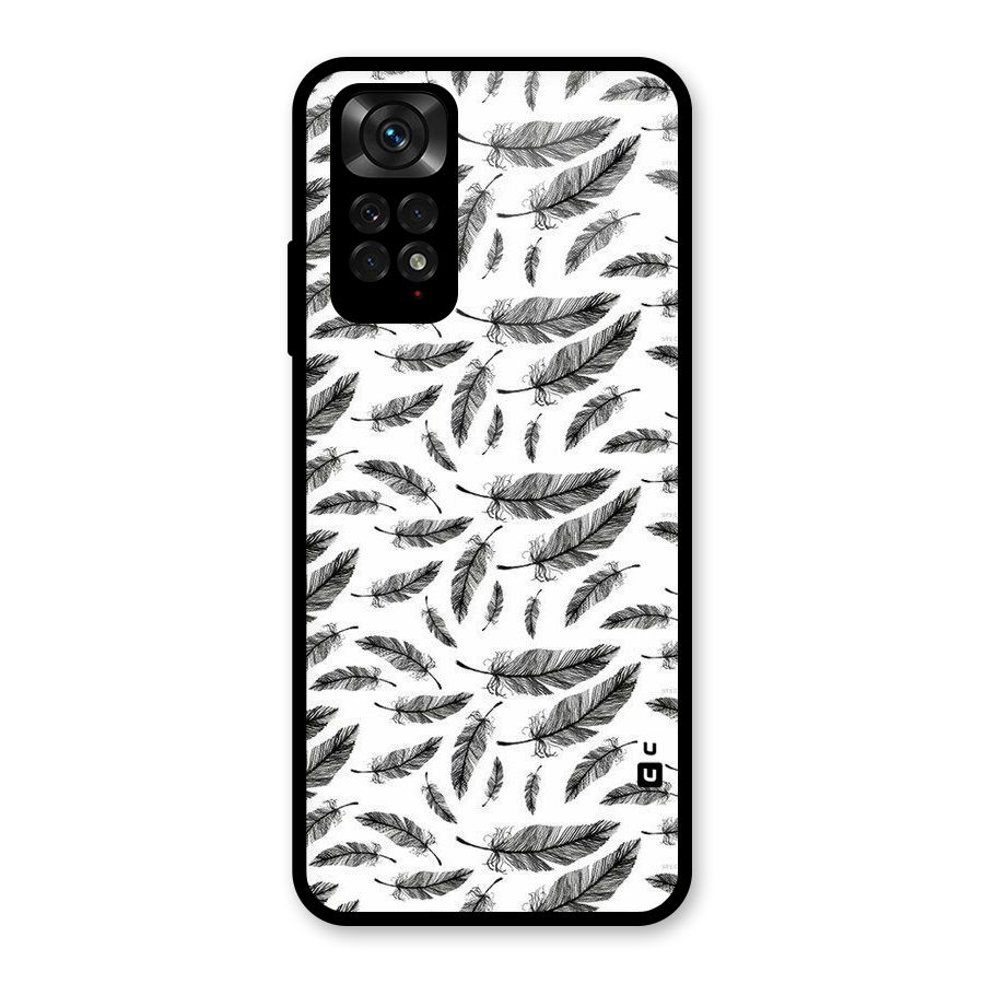 Black Feather Glass Back Case for Redmi Note 11S