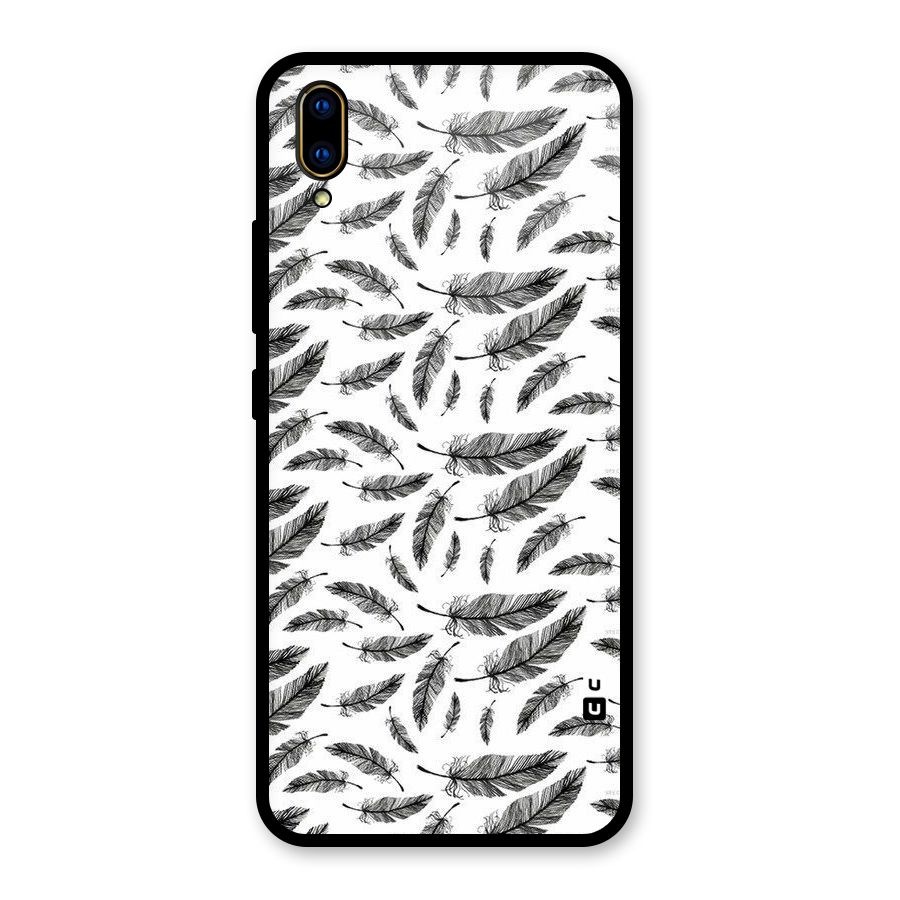 Black Feather Glass Back Case for Vivo V11 Pro