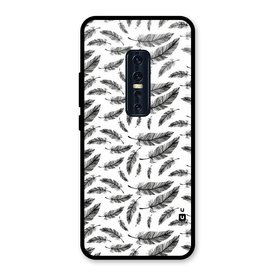 Black Feather Glass Back Case for Vivo V17 Pro