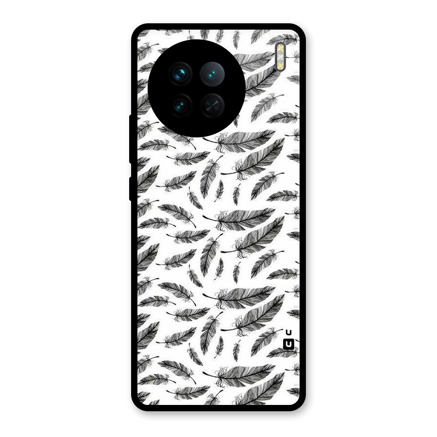 Black Feather Glass Back Case for Vivo X90