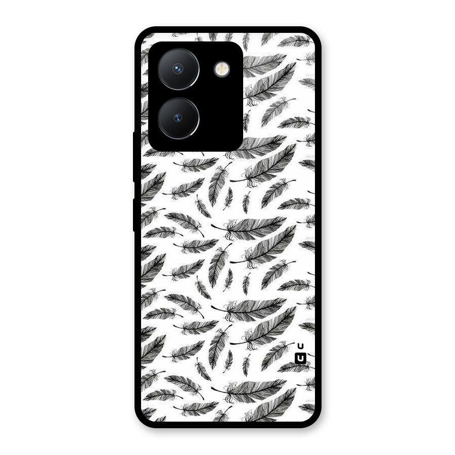 Black Feather Glass Back Case for Vivo Y36