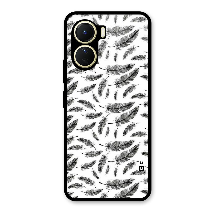 Black Feather Glass Back Case for Vivo Y56
