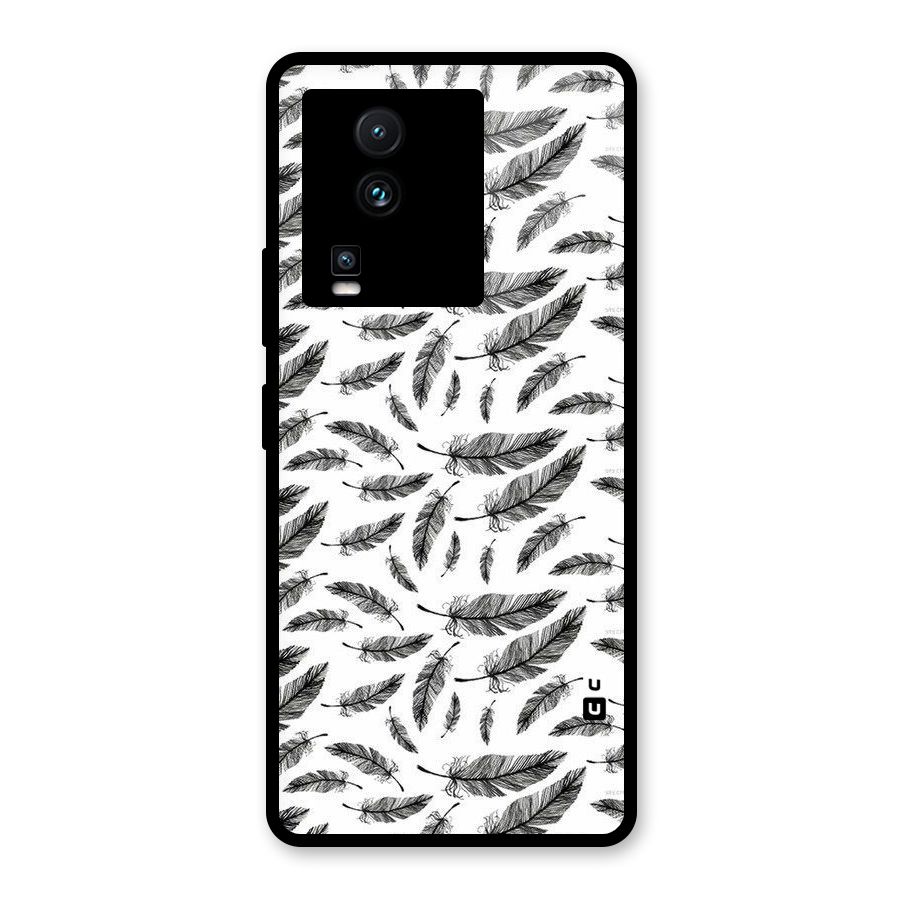 Black Feather Glass Back Case for Vivo iQOO Neo 7