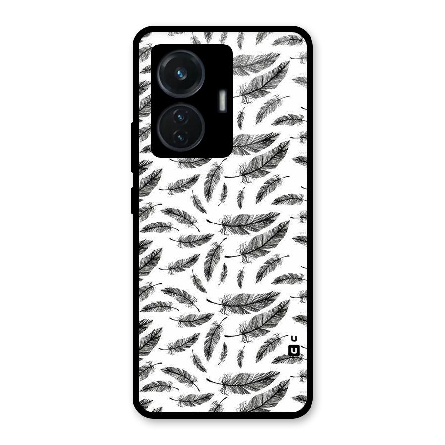 Black Feather Glass Back Case for iQOO Z6 44W