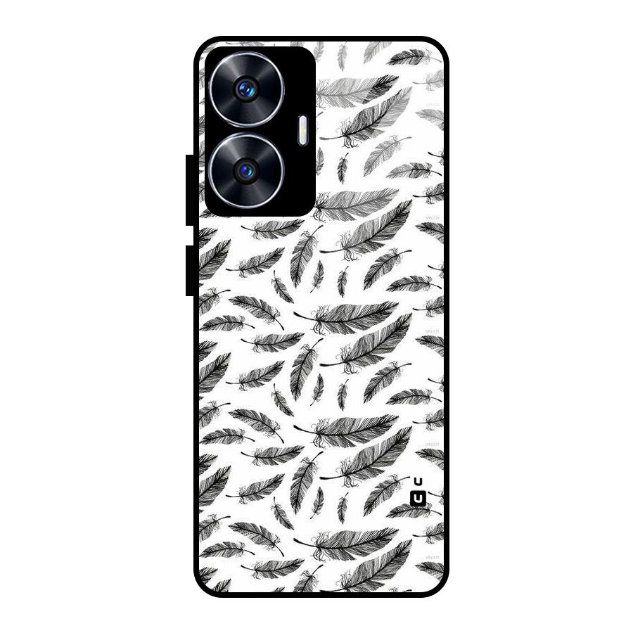 Black Feather Glass Back Case for realme C55