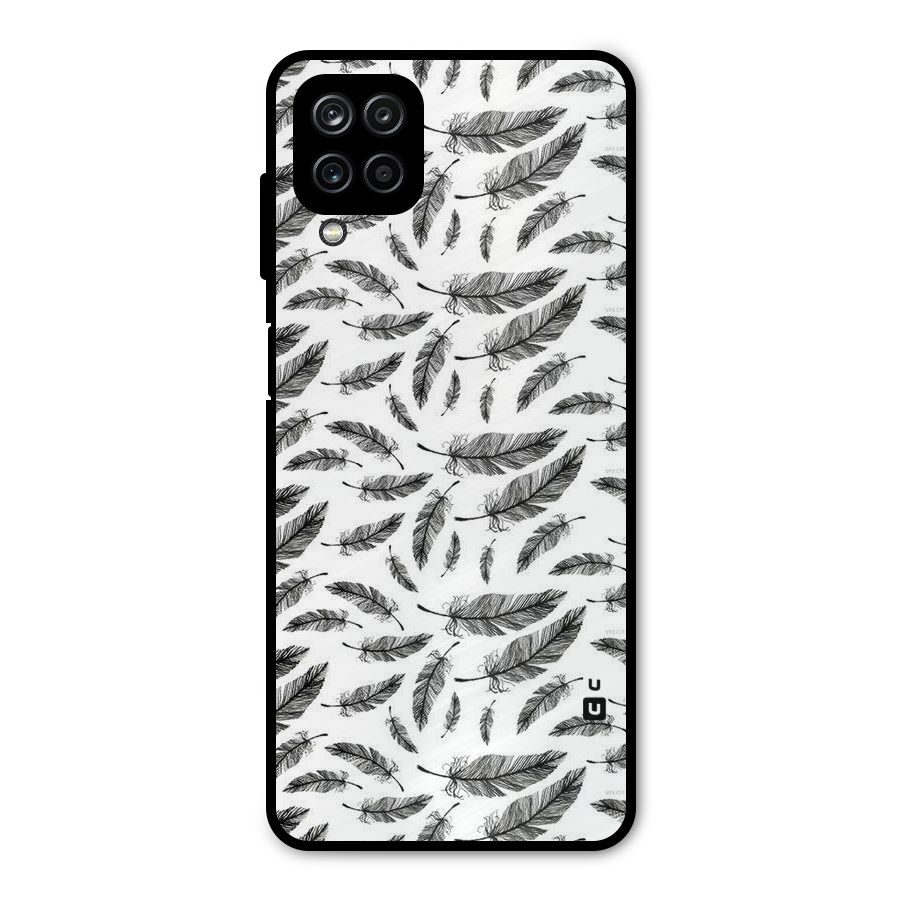 Black Feather Metal Back Case for Galaxy A12