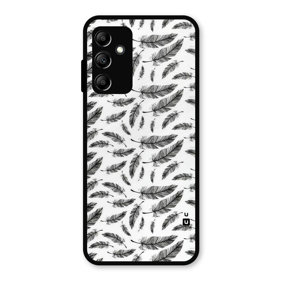 Black Feather Metal Back Case for Galaxy A14 5G